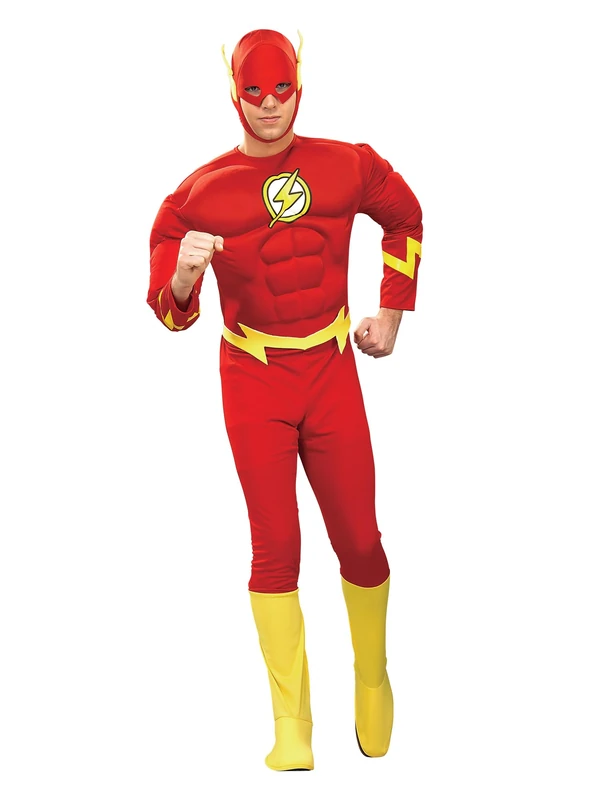 Rubies Official The Flash Costume Deluxe with Muscle Chest, Adult Costume - Medium Halloween
