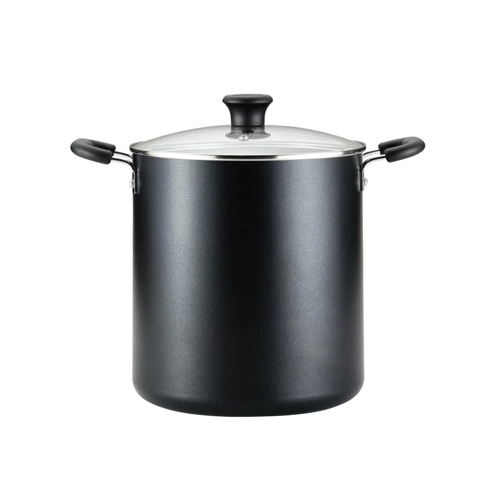 T-FAL A92280 Specialty Total Nonstick Dishwasher Safe Stockpot, 12-Quart, Black 12-Quart Black