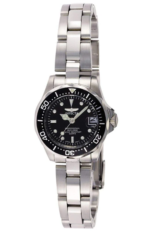 Invicta Pro Diver 8939 Women's Watch - Waterproof - Analogue - Quartz Movement - stainless steel with black dial - 24mm