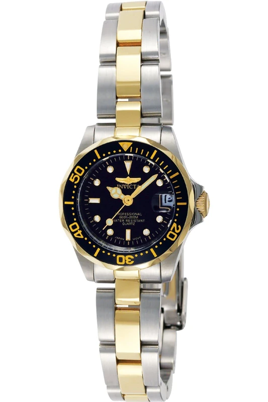 Invicta Pro Diver 8941 Women's Watch - Waterproof - Analogue - Quartz Movement - stainless steel with black dial - 24mm