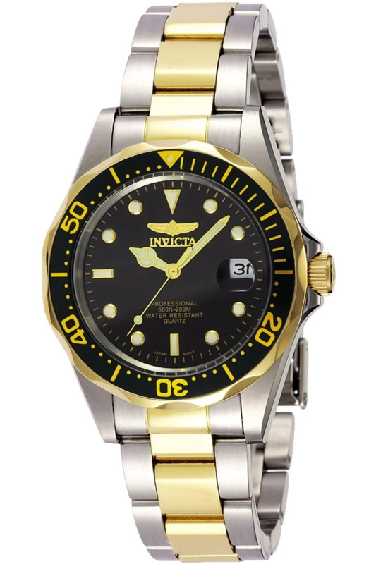 Invicta Pro Diver 8934 Watch - Waterproof - Analogue - Quartz Movement - stainless steel with Black dial - 37mm