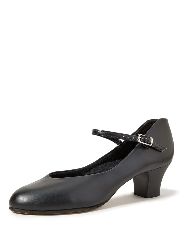 Capezio Women's Jr. Footlight Character Shoe – Soft PU Upper, Moisture Absorbent Lining for Comfort, Durable Design, Ideal for Dance, 1.5" Heel, Black, Size 7 M US