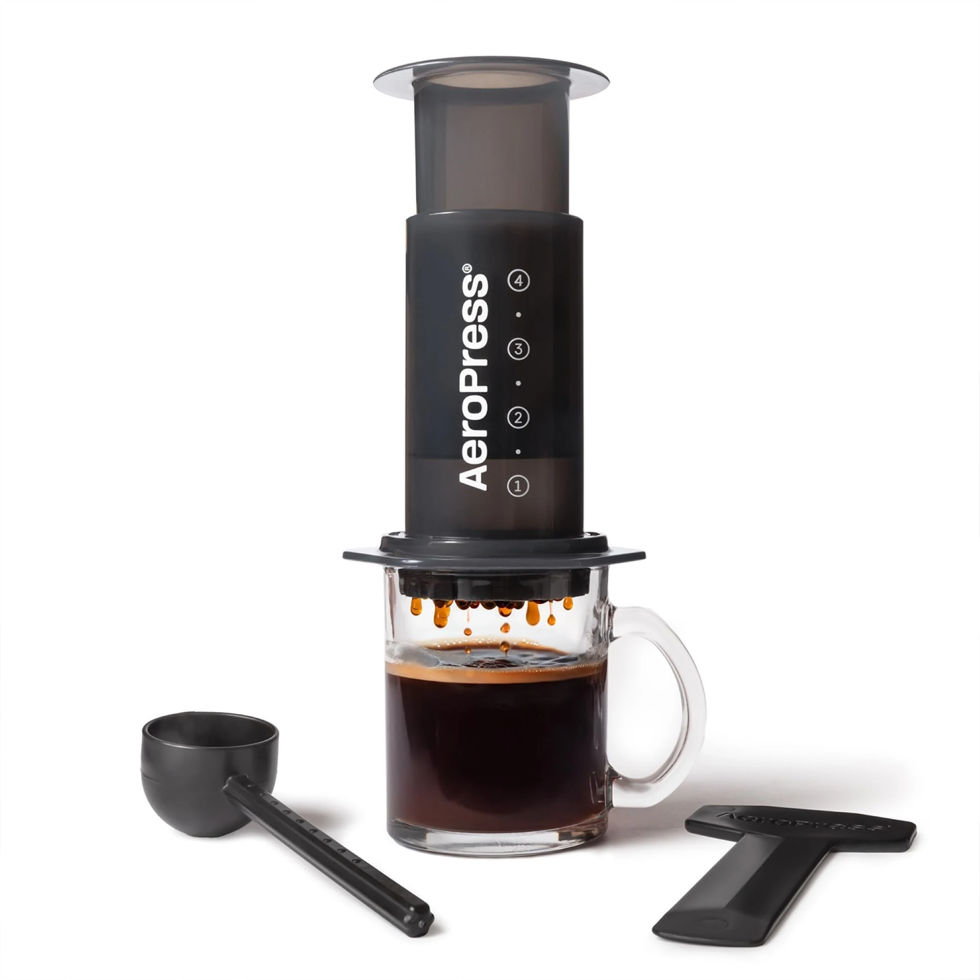 AeroPress Original Coffee and Espresso-style Maker, Barista Level Portable Coffee Maker with Chamber, Plunger, & Filters, Quick Coffee and Espresso Maker