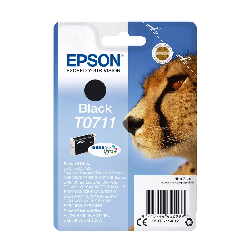 Epson T0711 Ink DURABrite Ultra Cheetah Black C13T07114012