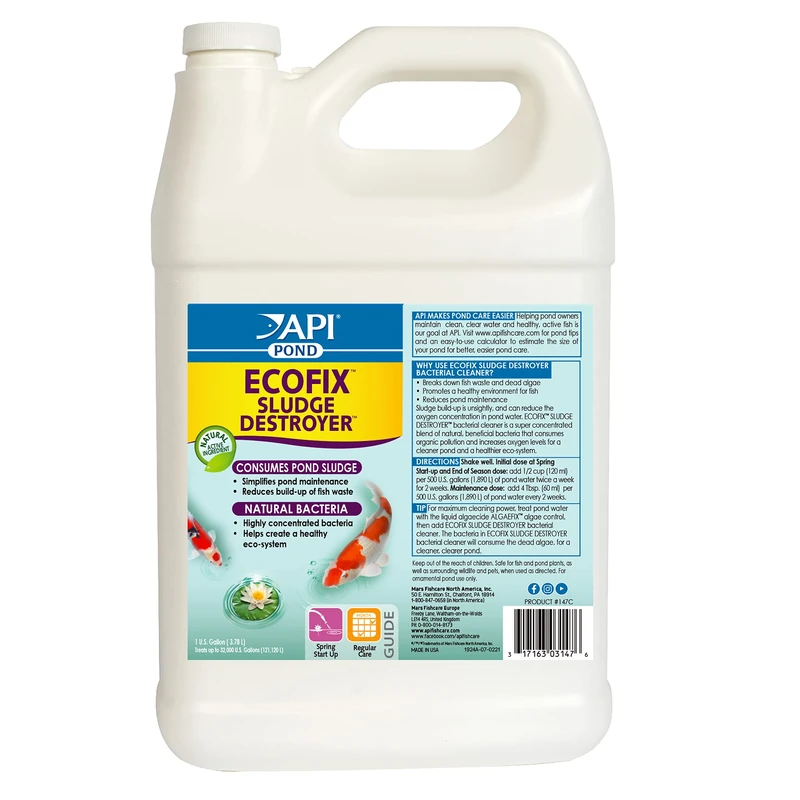 API POND ECOFIX SLUDGE DESTROYER Pond Water Clarifier and Sludge Remover Treatment 3.78-Litre Bottle