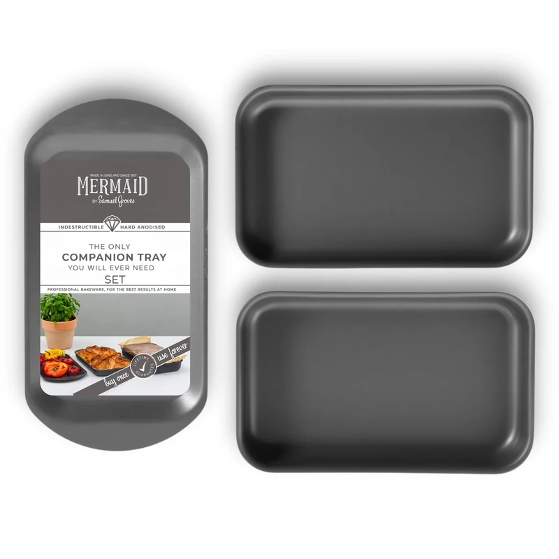 Mermaid Hard-Anodised 10″ Companion Baking & Roasting Dish Collection – Premium Aluminium Bakeware by Samuel Groves - Made in England - Professional-Grade, Lifetime Build Quality (3 Set)