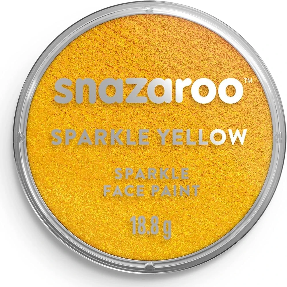 Snazaroo Sparkle Face and Body Paint for Kids and Adults, Sparkle Yellow Colour, Water Based, Easily Washable, Non-Toxic, Makeup, Body Painting for Parties, for Ages 3+