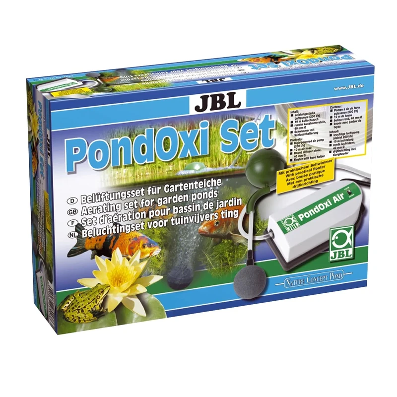 JBL Pond Oxi Set - Automatic Air Pump, 200L/hr, Includes Air Pump, 10m Hose, Stone, Float with Hose Holder