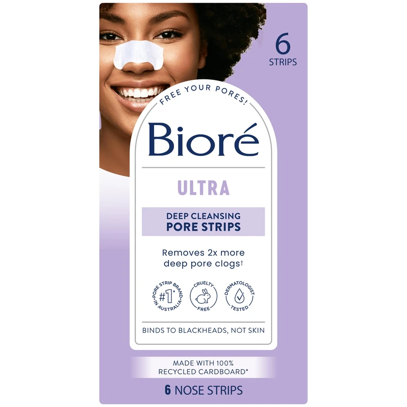 Biore Ultra Pore Strips with Glycerin - 6 Count Cleansing, Oil-Free