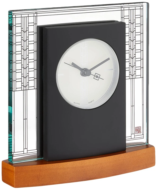 Bulova B7750 Glasner House Frankl Lloyd Wright Clock, Light Cherry Stain