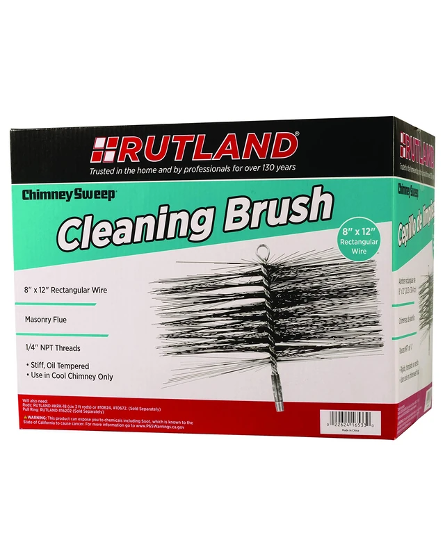 RUTLAND PRODUCTS Sweep 8 in. x 12 in. Rectangular Chimney Cleaning Brush, Metal, Black, 21.27 x 31.43 x 24.45 cm