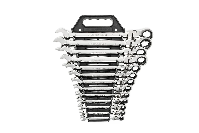 GearWrench 13 Pc. 12 Pt. Flex Head Ratcheting Combination Wrench Set, SAE - 9702D