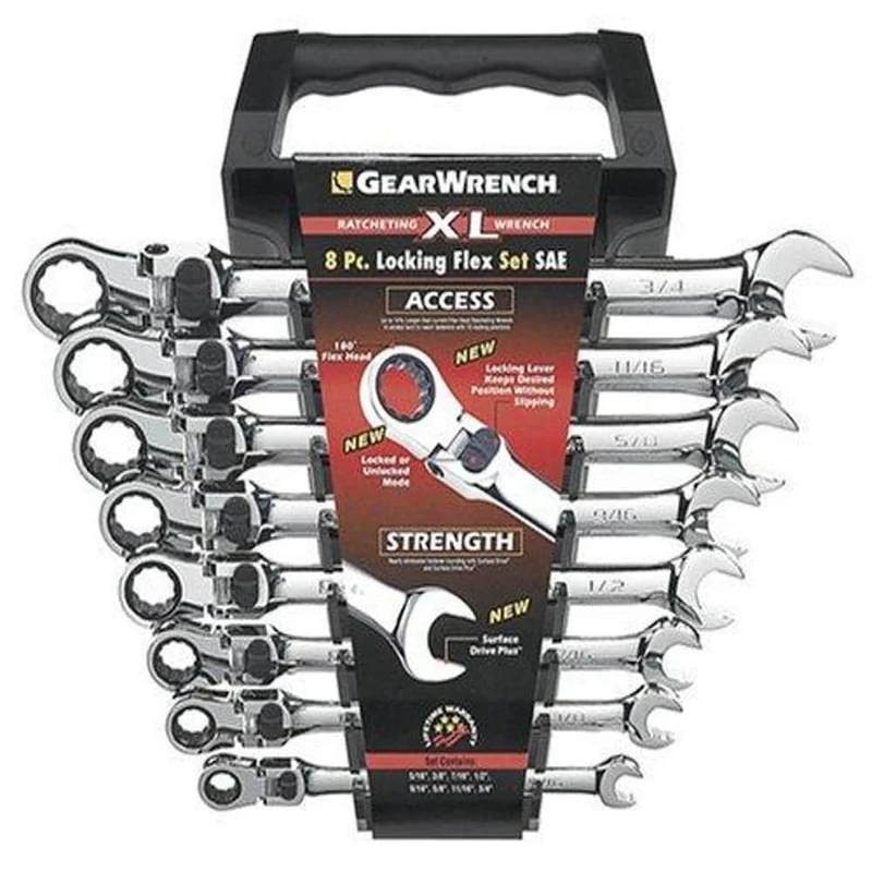 GearWrench 8 Pc. 12 Pt. XL Locking Flex Head Ratcheting Combination Wrench Set, SAE - 85798