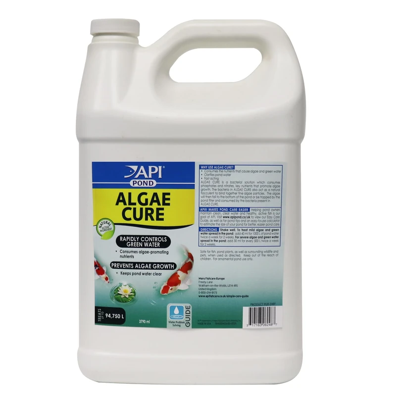 API POND ALGAE CURE Control Solution, Safe For Pets When Used As Directed, 3.8 L Bottle