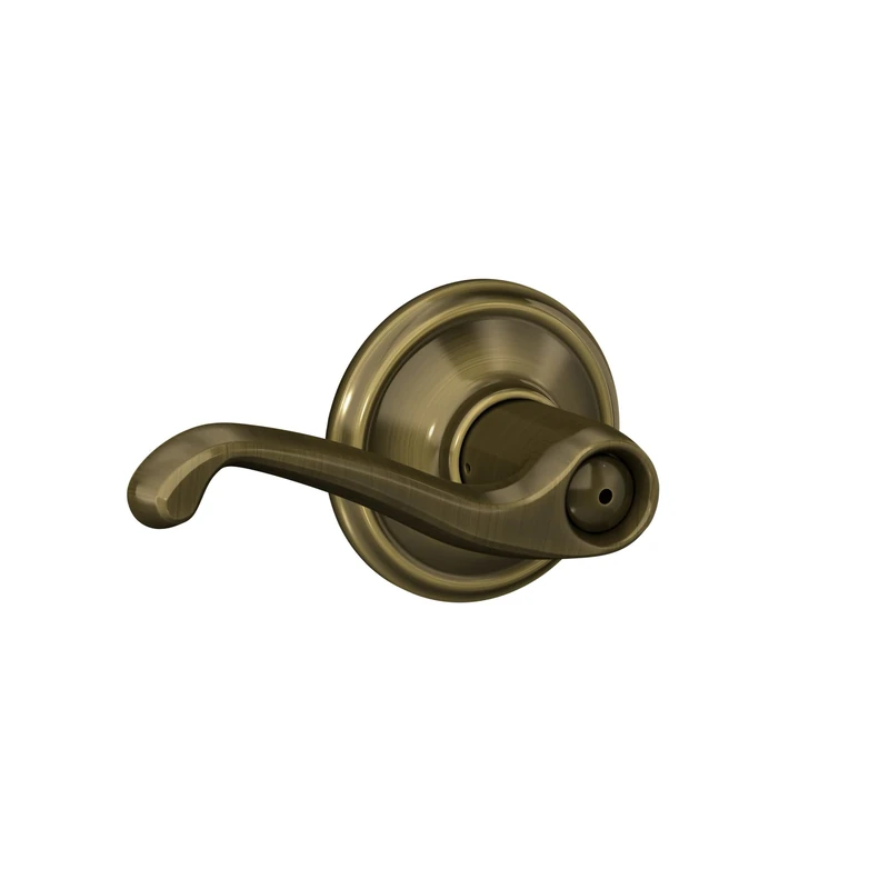 SCHLAGE F40FLA609 Flair F40 Flat Wave Reversible Door Lever Lockset, Solid, Antique Brass