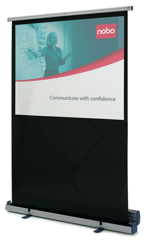 Nobo Ultra Portable Pop-Up Floor Standing projection screen Ideal For Mobile Presenting, Matte White Surface With Stand & Lightweight Aluminium Case, 1180 x 900mm, 1901955