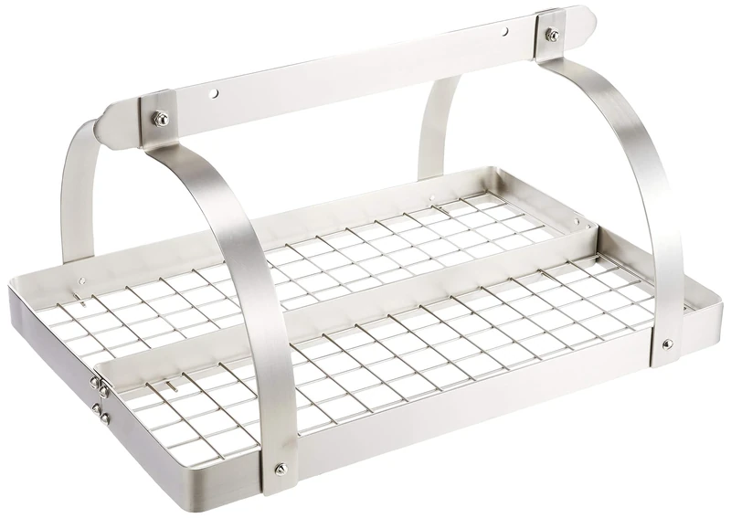 Old Dutch Rectangular Hanging Pot Rack with Grid & 24 Hooks, Satin Nickel, 30" x 20.5" x 15.75\