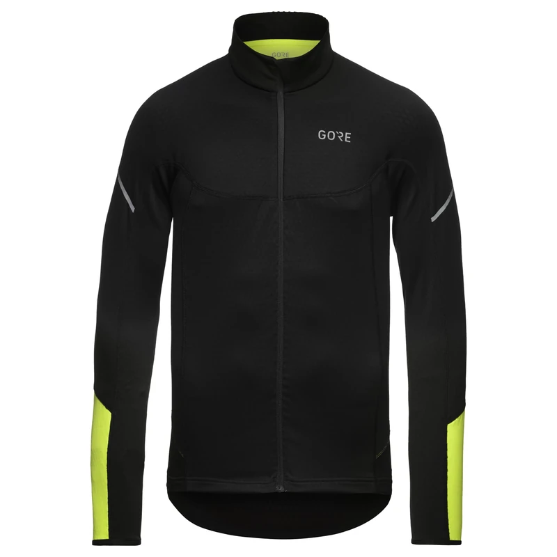 GORE WEAR Men's Long-sleeved Thermo Shirt, Multisport, With Zipper, Black/Neon Yellow, S