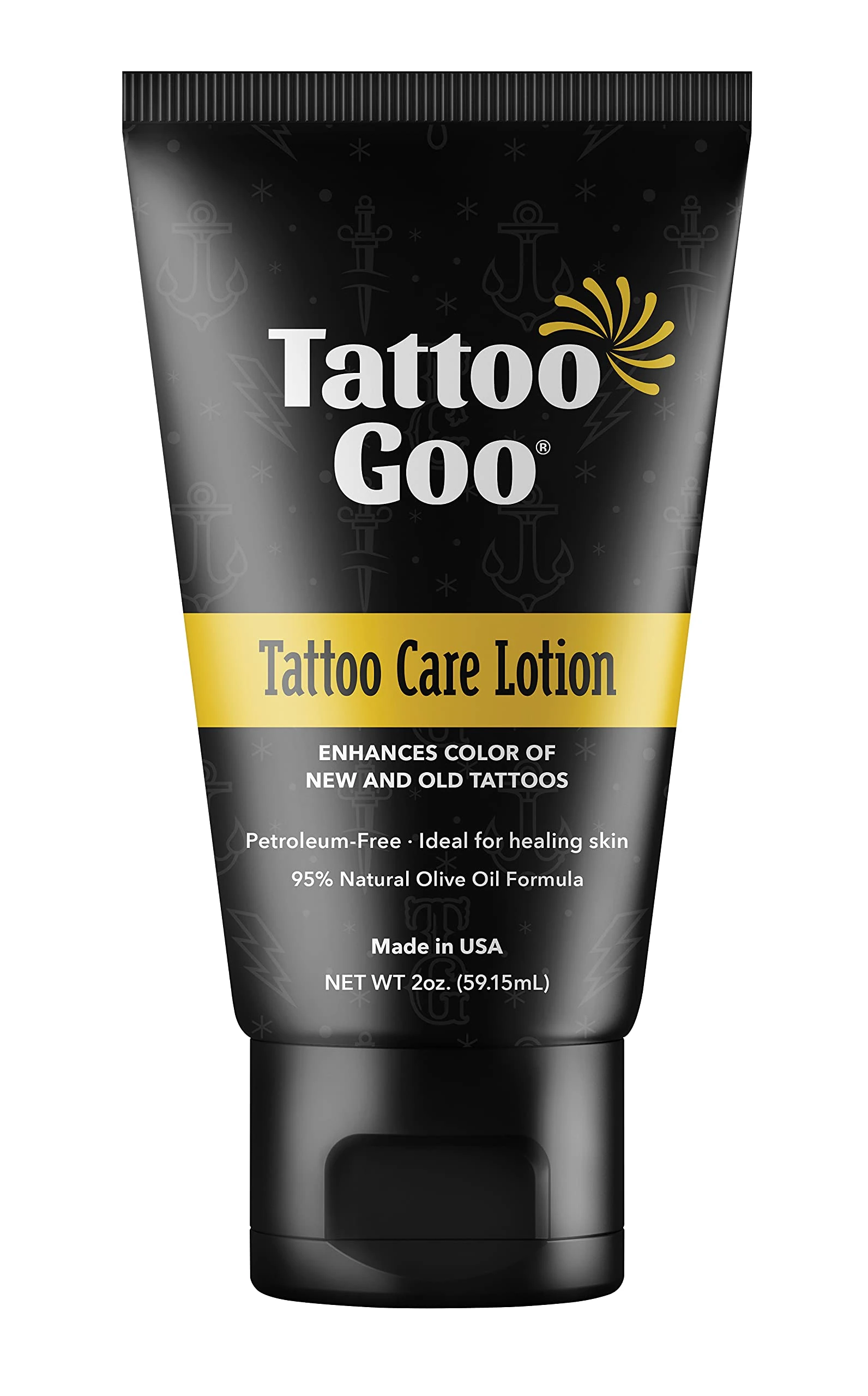 Tattoo Goo Aftercare Lotion 60 ml – Tattoo Moisturiser for New & Healed Ink • Colour‑Enhancing • Non‑Greasy, Vegan Skin Care – Olive Oil + Panthenol