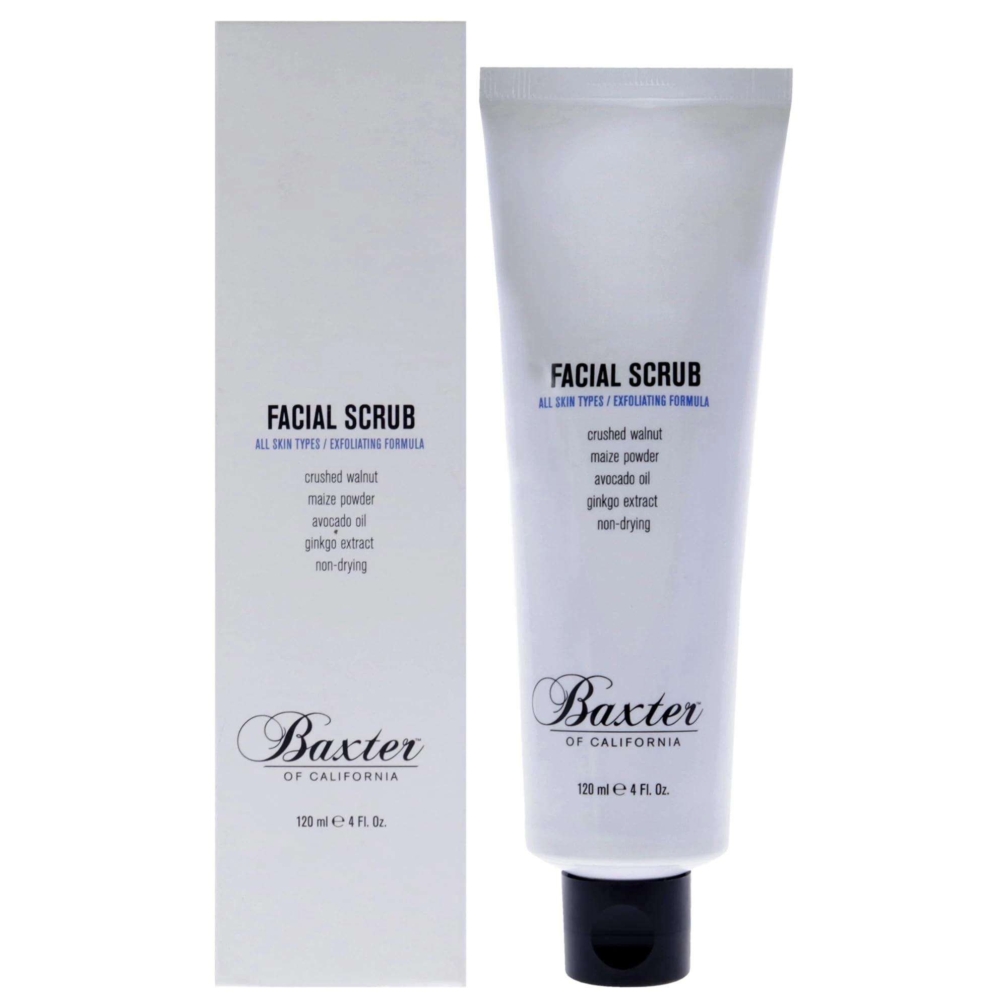 Baxter of California Facial Scrub - Exfoliating & Brightening Men Skin Care - Toned & Smooth Face All Skin Types - 120ml Each