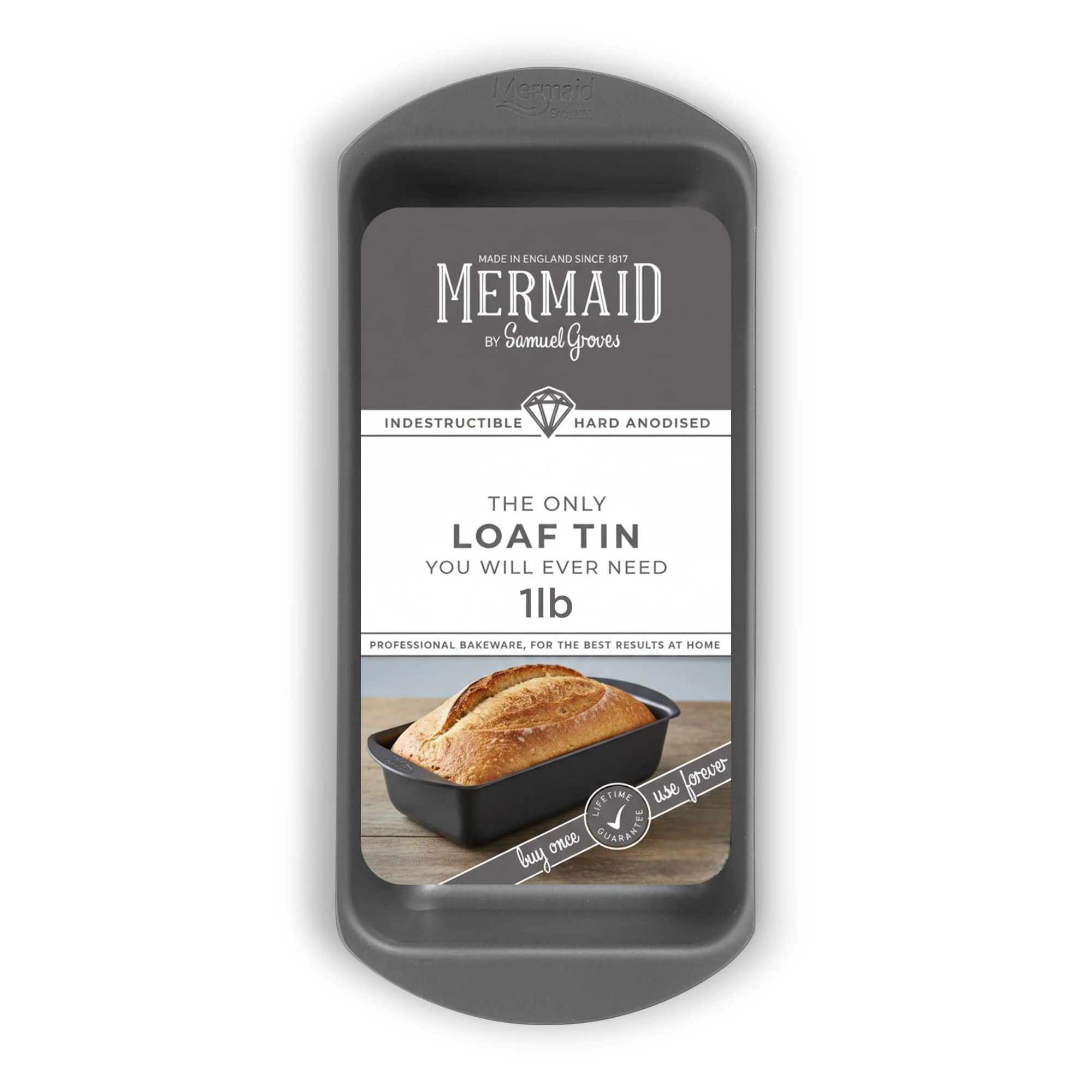Mermaid Hard Anodised 1 Lb Loaf Tin - Made in England by Samuel Groves
