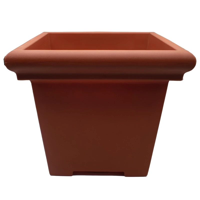 The HC Companies Terrazzo Square Plant Pot w/Drainage - Classic Planters for Outdoor Plants & Indoor Plants - Large UV-Resistant Plastic Pots for Plants (24”, Clay, Pack of 1)