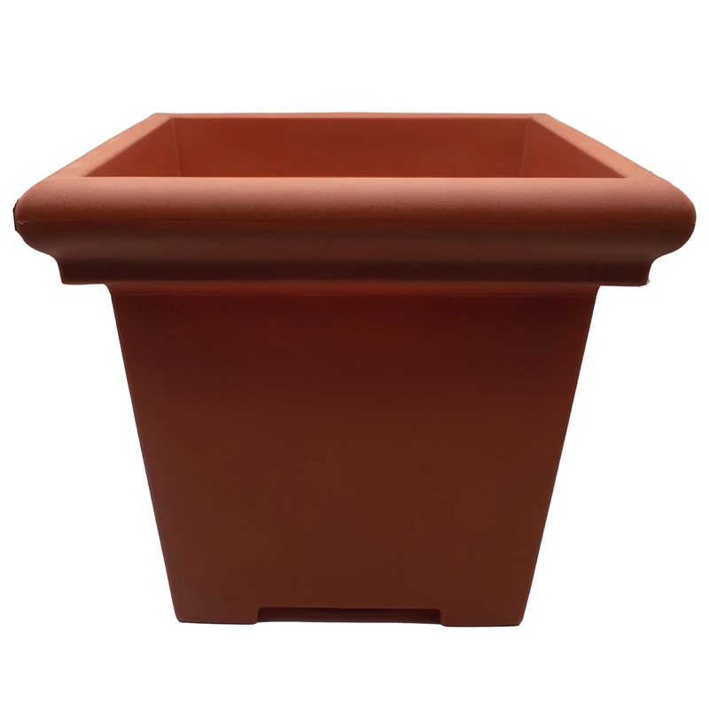 The HC Companies Akro-Mils Terrazzo Square Plant Pot w/Drainage - Classic Planters for Outdoor Plants & Indoor Plants - Large UV-Resistant Plastic Pots for Plants (20”, Clay, Pack of 1)