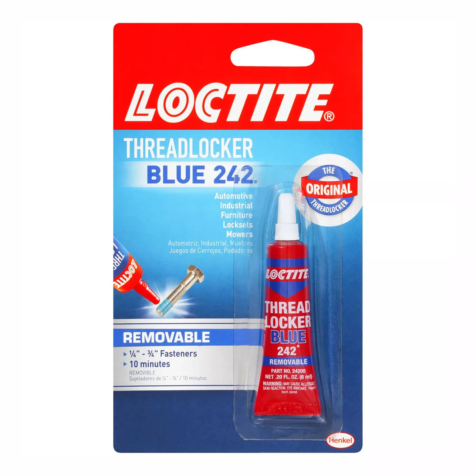 Loctite 209728 Heavy Duty Threadlocker, 0.2 oz, Blue 242, Single Thread Locking Adhesive, 0.2 Fl. Oz (Pack of 1), 2