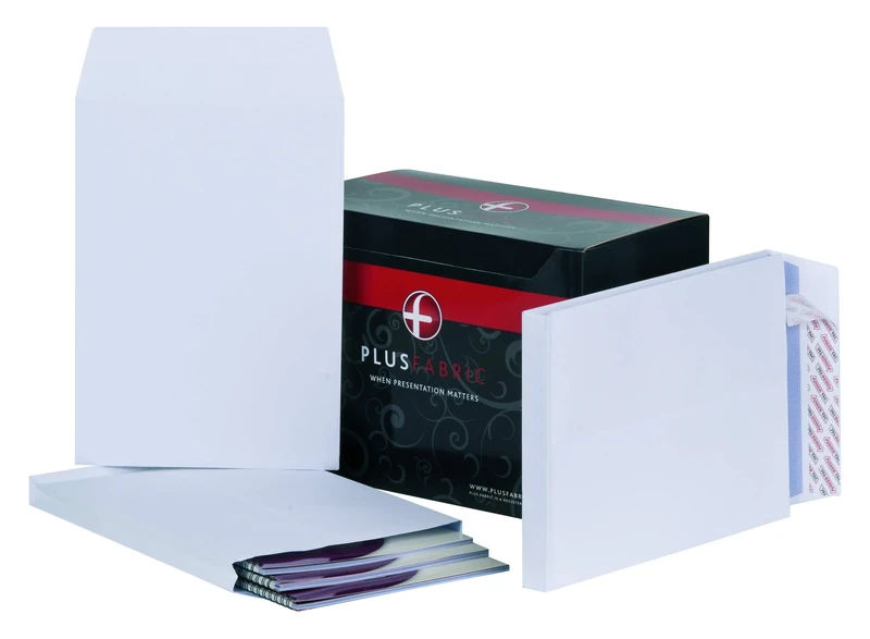 Plus Fabric C4 Prestige White 120gsm Gusset P&S Powertac Pocket Box of 100 Envelopes