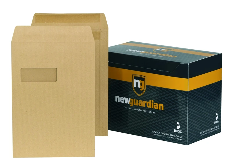 New Guardian Envelopes Heavyweight Pocket Press Seal Window Manilla C4 [Pack of 250]
