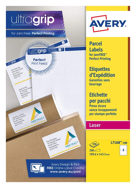 Avery L7168-100 Printable Parcel Shipping Labels - 200 Pack