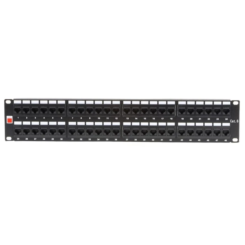 LINDY 19 Inch CAT6 2U 48 Port RJ-45 Patch Panel Unshielded Black