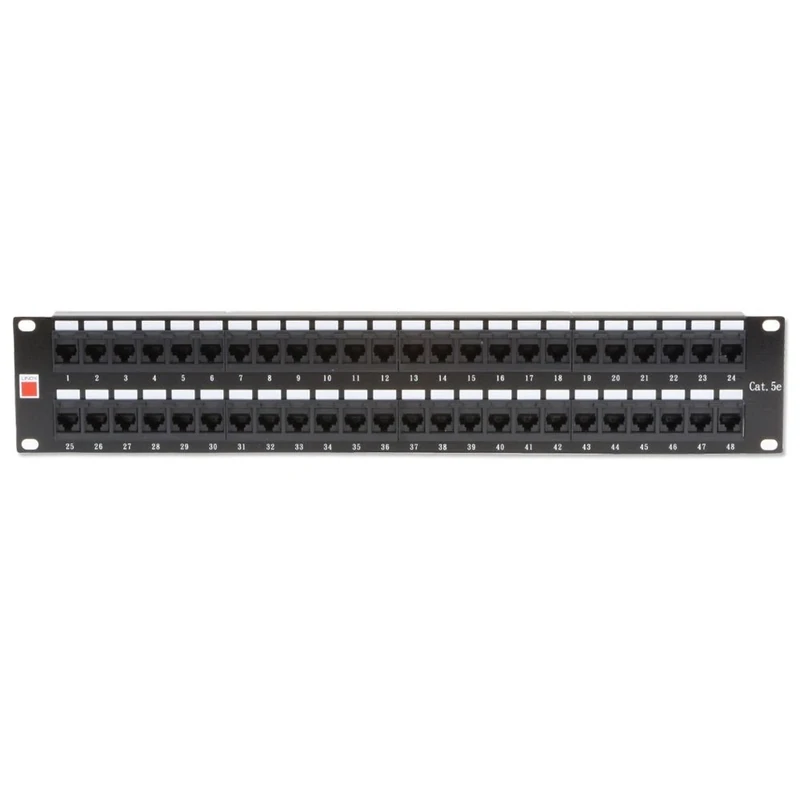 LINDY 19 Inch CAT5e 2U 48 Port RJ-45 Patch Panel Unshielded Black