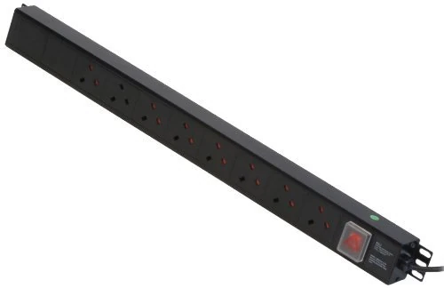 LINDY 8 Way Vertical Mount PDU (Power Distribution Unit), IEC C14 Male to 8 x UK Mains Sockets, Switched, 3m Cable for Home, Office and Industrial Use
