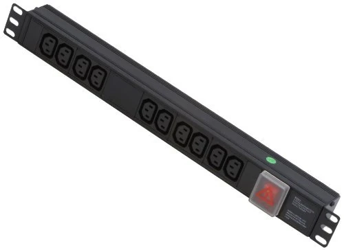 LINDY 1U 10 Way Horizontal Mount PDU UK Mains Plug to 10 x IEC Mains Sockets - Switched 3m