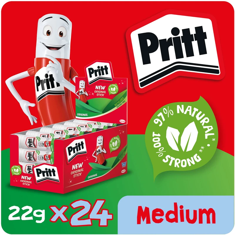 Pritt 24927 Stick Medium Adhesive Glue Sticks, 22 g - Pack of 24,white - Image 1