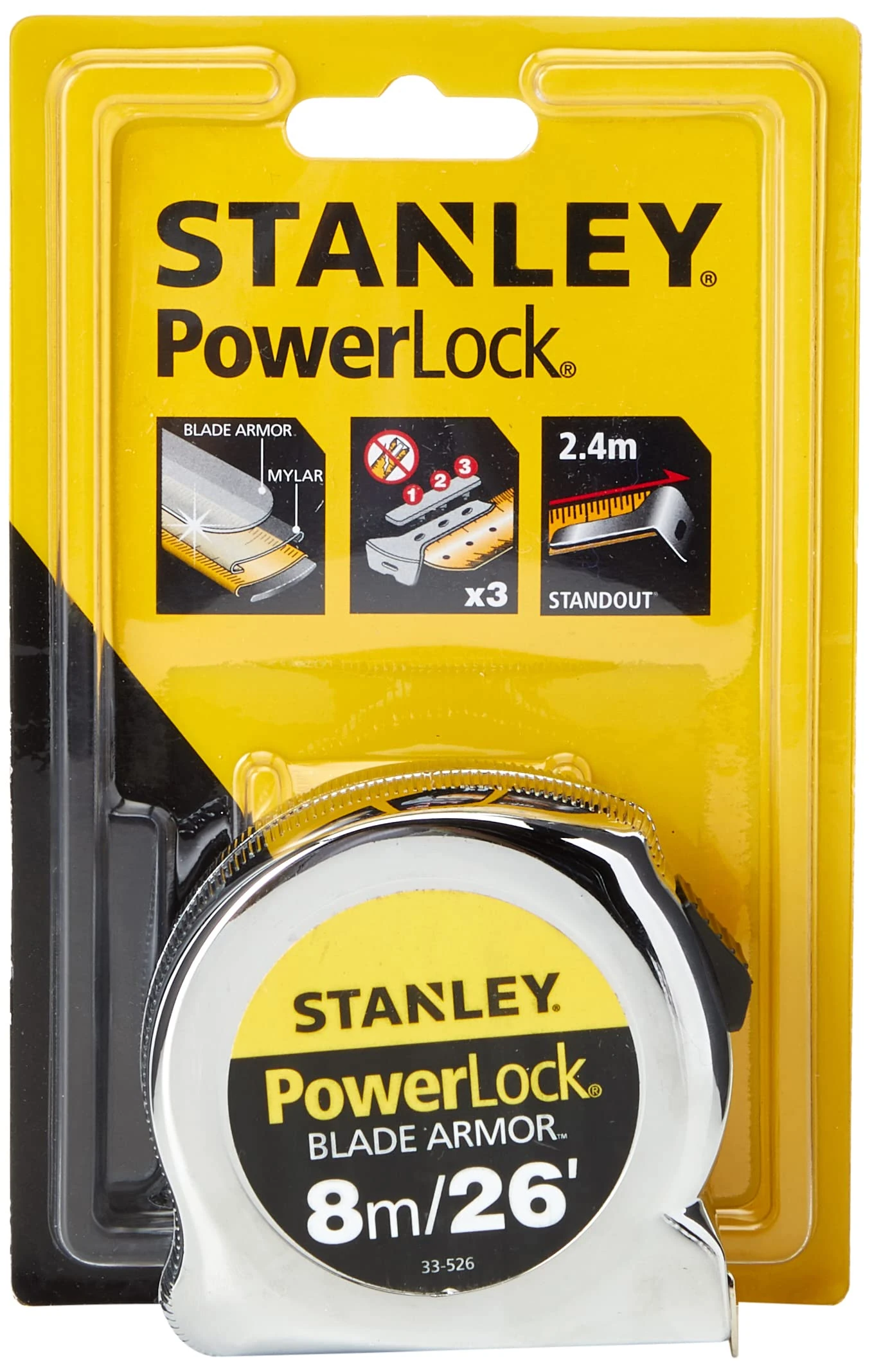 STANLEY Powerlock 8m/26ft Tape with Blade Armor, 0-33-526