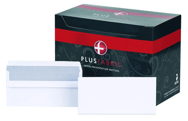 Plus Fabric DL Prestige White 120gsm Self Seal Wallet Box of 250 Envelopes