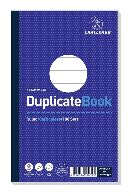Challenge Duplicate Book, Carbonless, 100 Pages, 5 pack (210 x 130 mm)