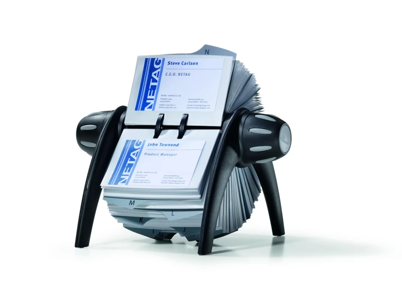 Durable Visifix Flip Rotary Business Card Holder | Includes 200 Pockets for Holding 400 Cards | Includes A-Z Index | Made from Plastic