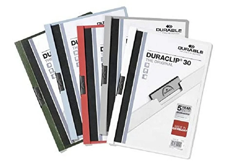 Durable DURACLIP 30 A4 Clip Folder - Holds Up to 30 Sheets of A4 Paper - Strong Metal Sprung Clip - Pack of 25 White Colour Folders for Organising Documents