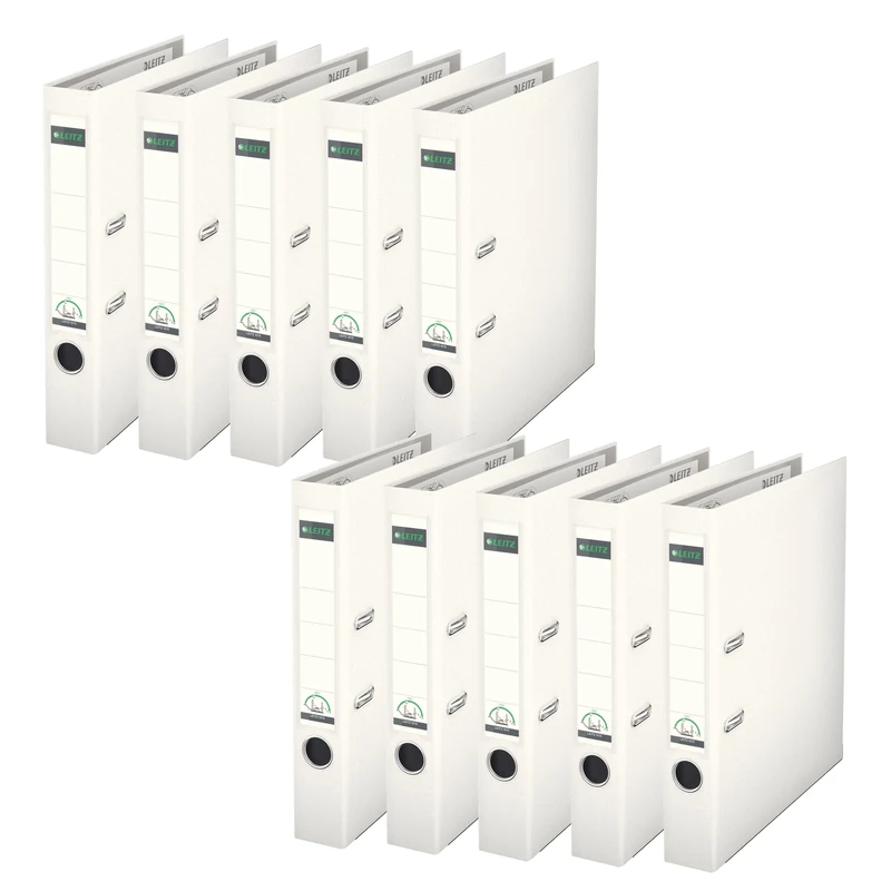 Leitz Mini Lever Arch File Plastic 52mm Spine A4 White Ref 1015-01 [Pack of 10]