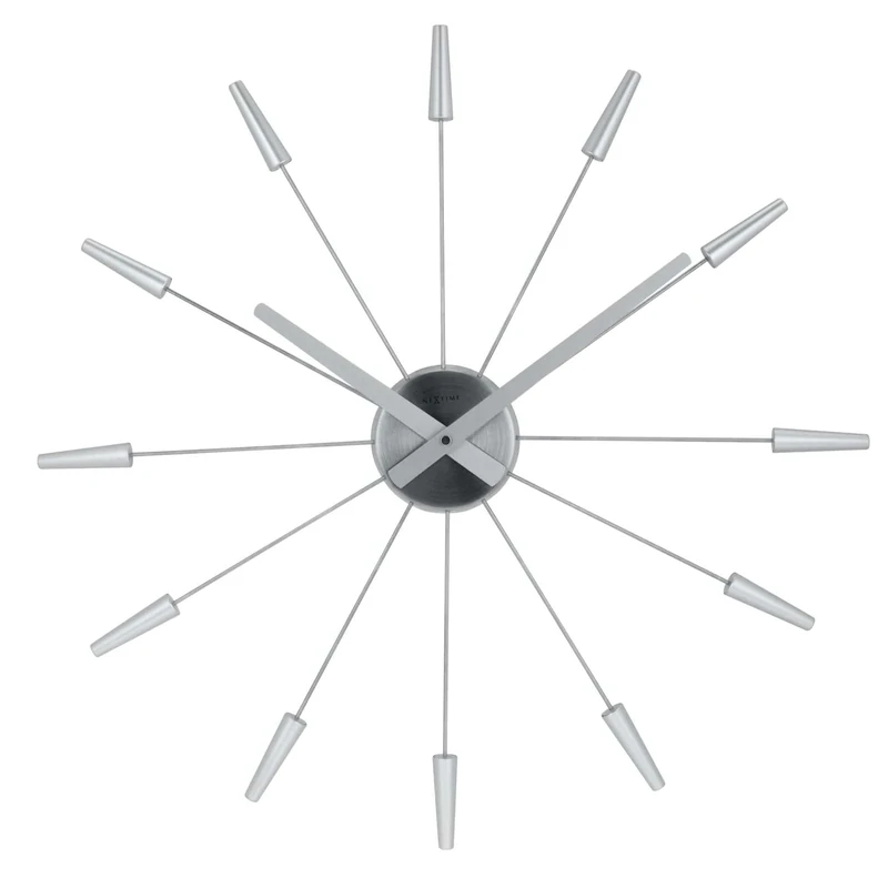 NeXtime wall clock "PLUG INN", very silent, silver, made of stainless steel, ø 58 cm