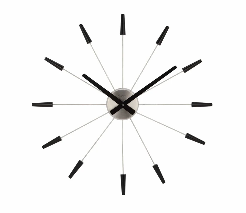 NeXtime wall clock "PLUG INN", very silent, black, made of stainless steel, ø 58 cm