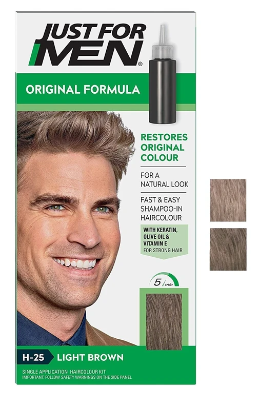 Just for men Original Formula Light Brown Hair Dye, Restores Original Colour for a Natural Look H25