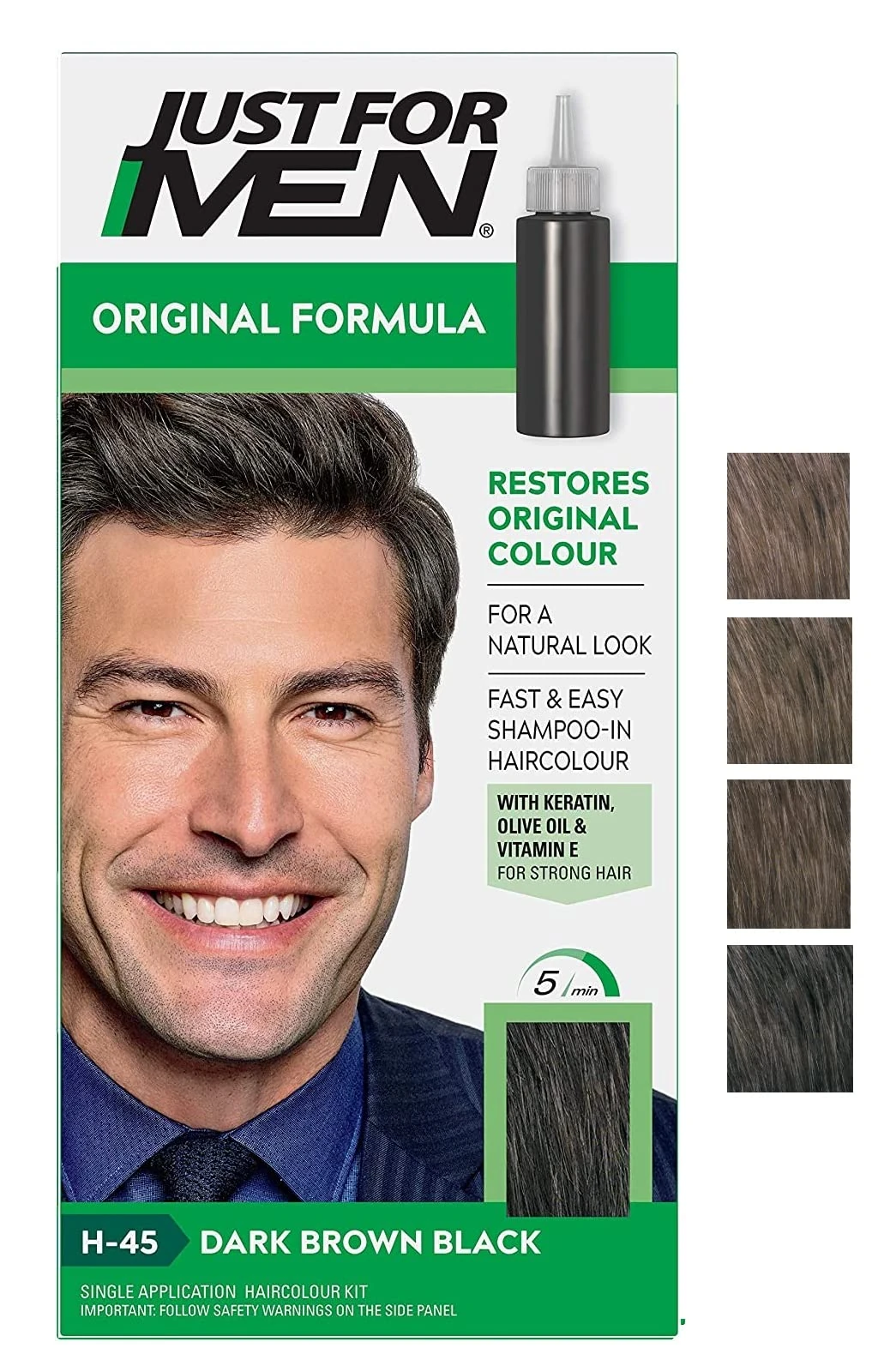 Just for men Original Formula Dark Brown Black Hair Dye, Restores Original Colour for a Natural Look � H45