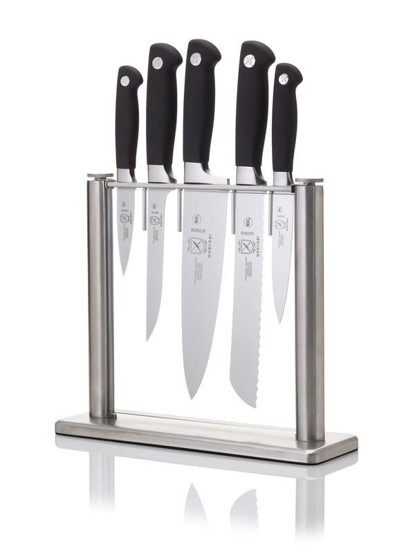 Mercer Culinary M20000 Genesis 6-Piece Forged Knife Set, Tempered Glass Block, Stainless Steel, Black