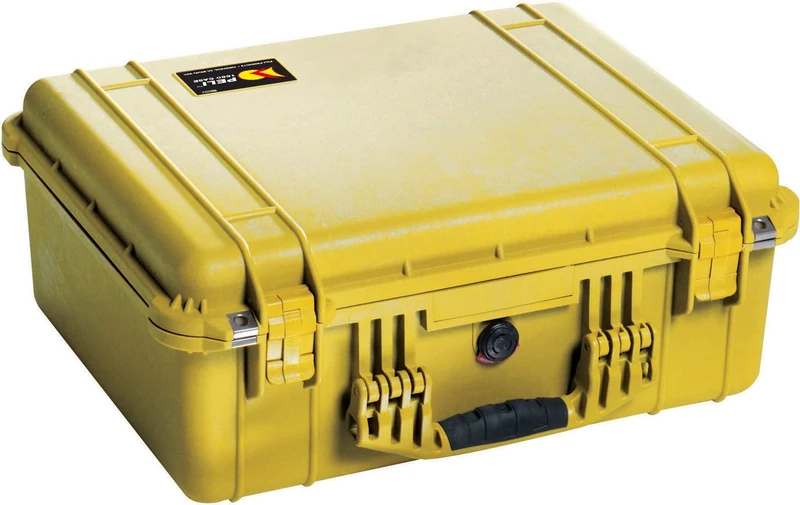 PELI 1550 Professional Impact Resistant Case, IP67 Watertight and Dustproof, 61L Capacity, Made in Germany, No Foam, Yellow
