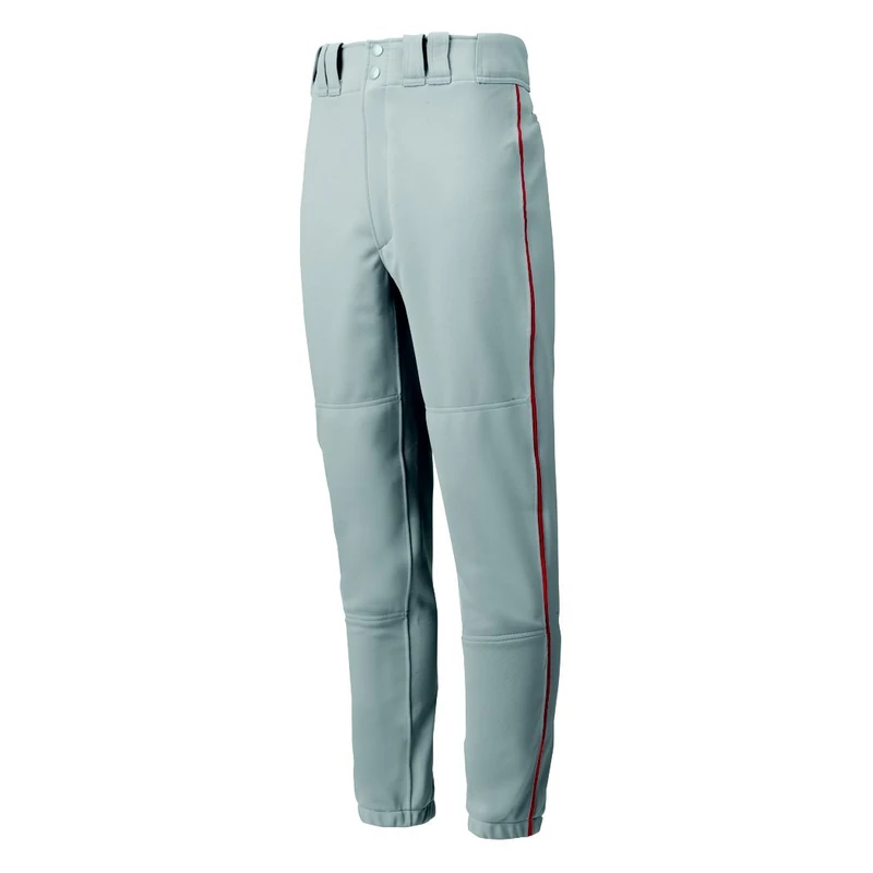 Mizuno Adult Men's Premier Piped Baseball Pant, Grey-Red, X-Small