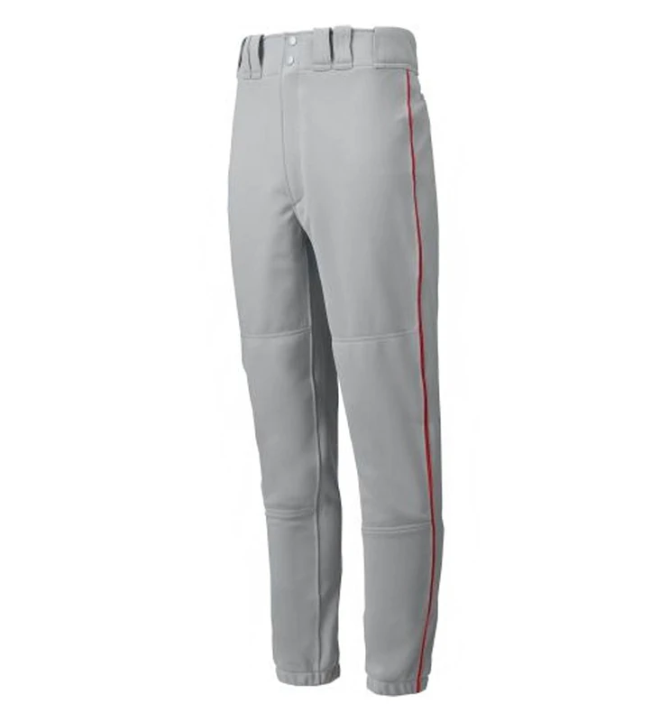 Mizuno Adult Men's Premier Piped Baseball Pant, Grey-Red, Medium